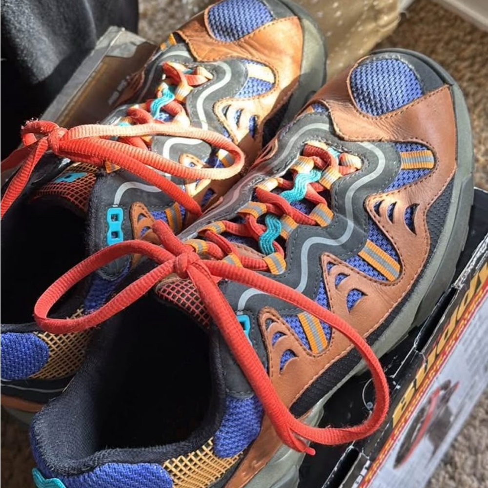 Colorful Athletic Sneakers with Red Laces